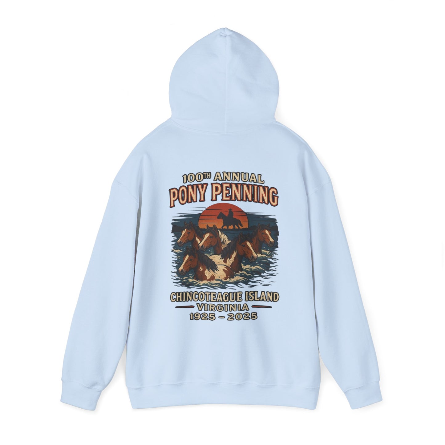 CI100 2025 100th Annual Pony Penning Back Hoodie