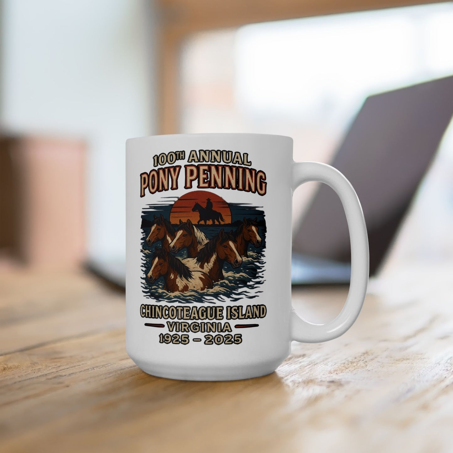 CI100 100th Annual Pony Penning Ceramic Mug 15oz White