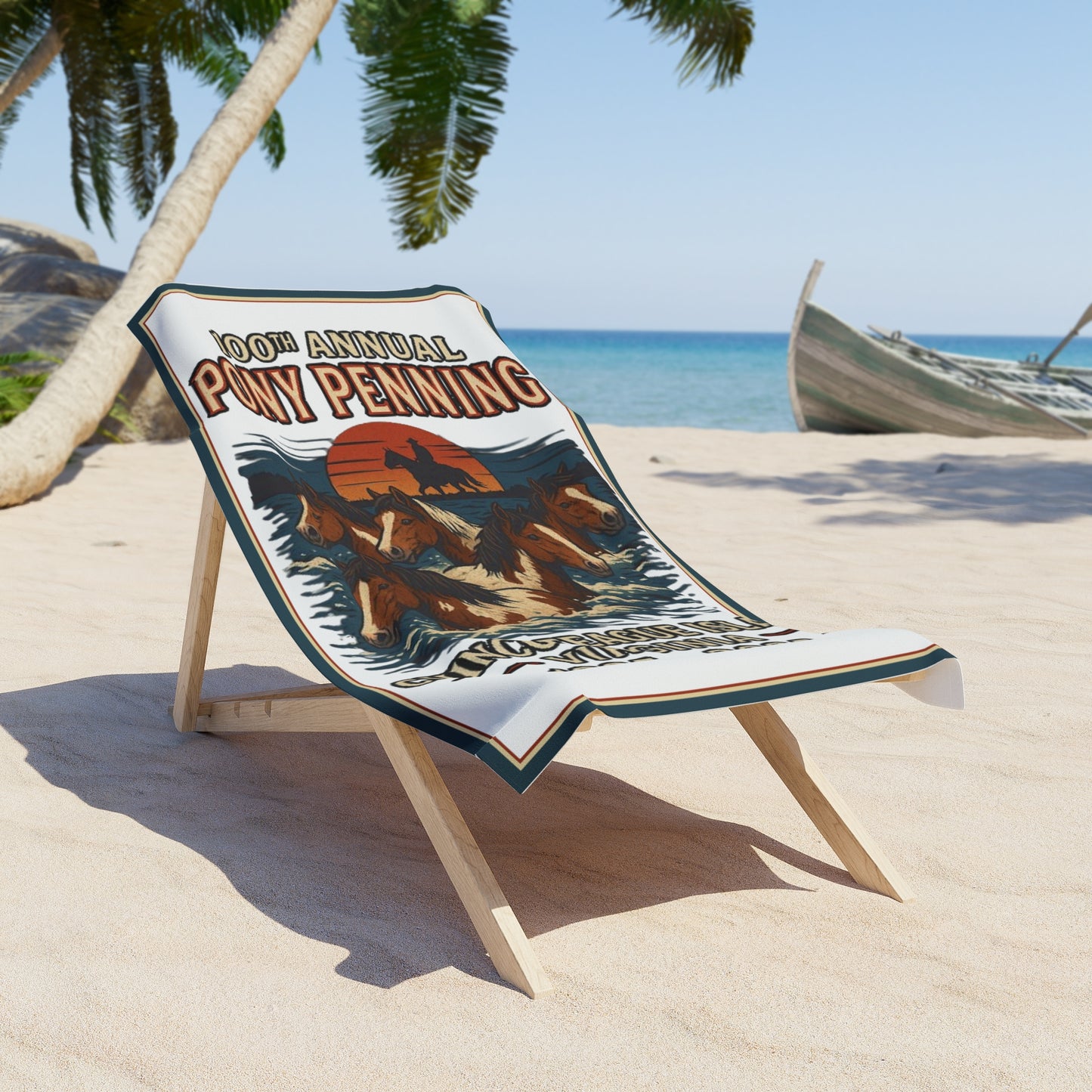 CI100 100th Annual Pony Penning Beach Towel