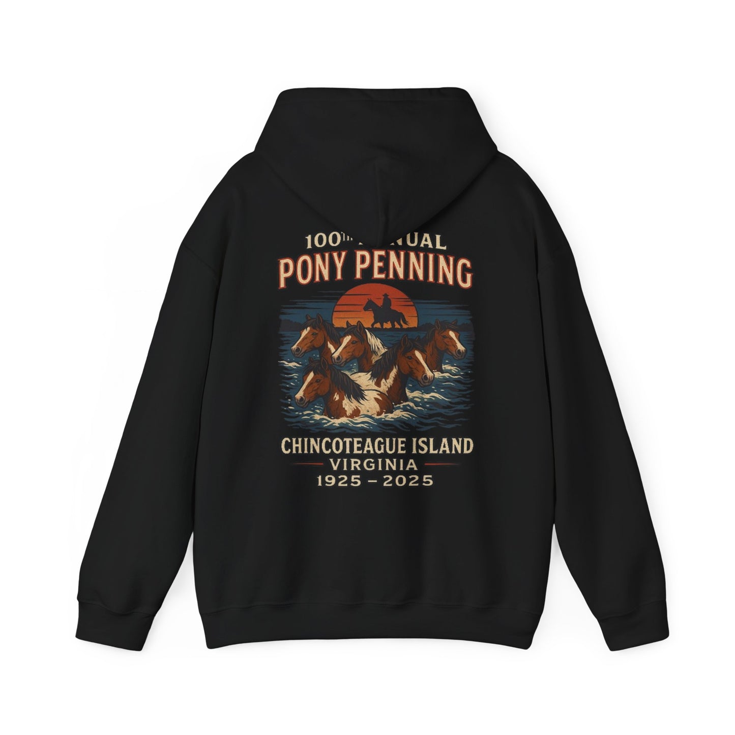 CI100 2025 100th Annual Pony Penning Back Hoodie