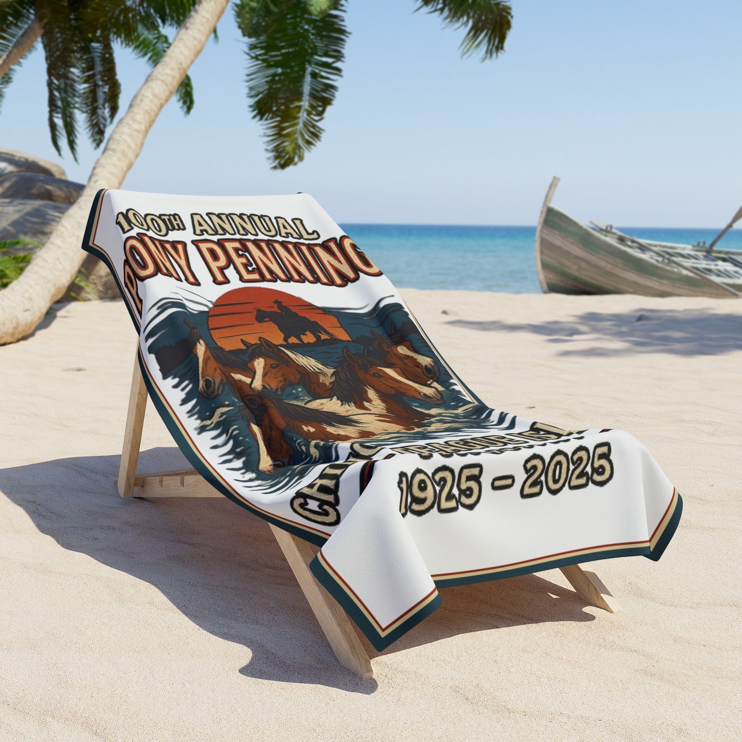 CI100 100th Annual Pony Penning Beach Towel