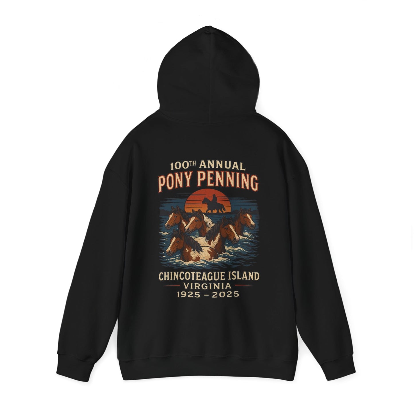 CI100 2025 100th Annual Pony Penning Back Hoodie