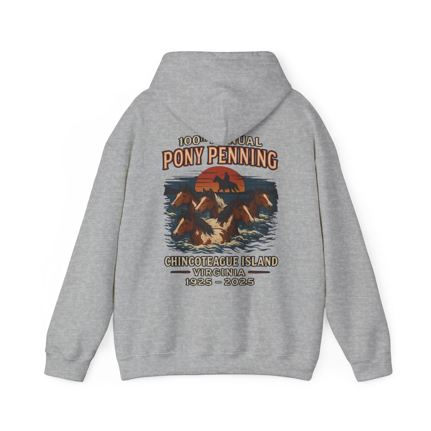 CI100 2025 100th Annual Pony Penning Back Hoodie