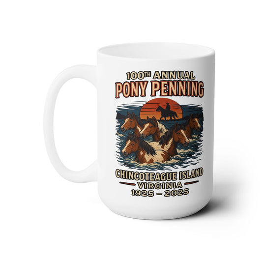 CI100 100th Annual Pony Penning Ceramic Mug 15oz White