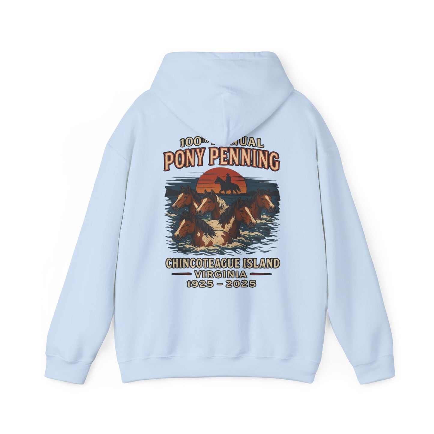 CI100 2025 100th Annual Pony Penning Back Hoodie